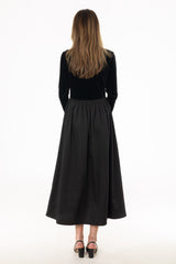 Black Cardigan Combo Maxi Dress