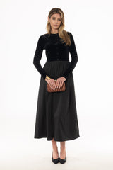 Black Cardigan Combo Maxi Dress