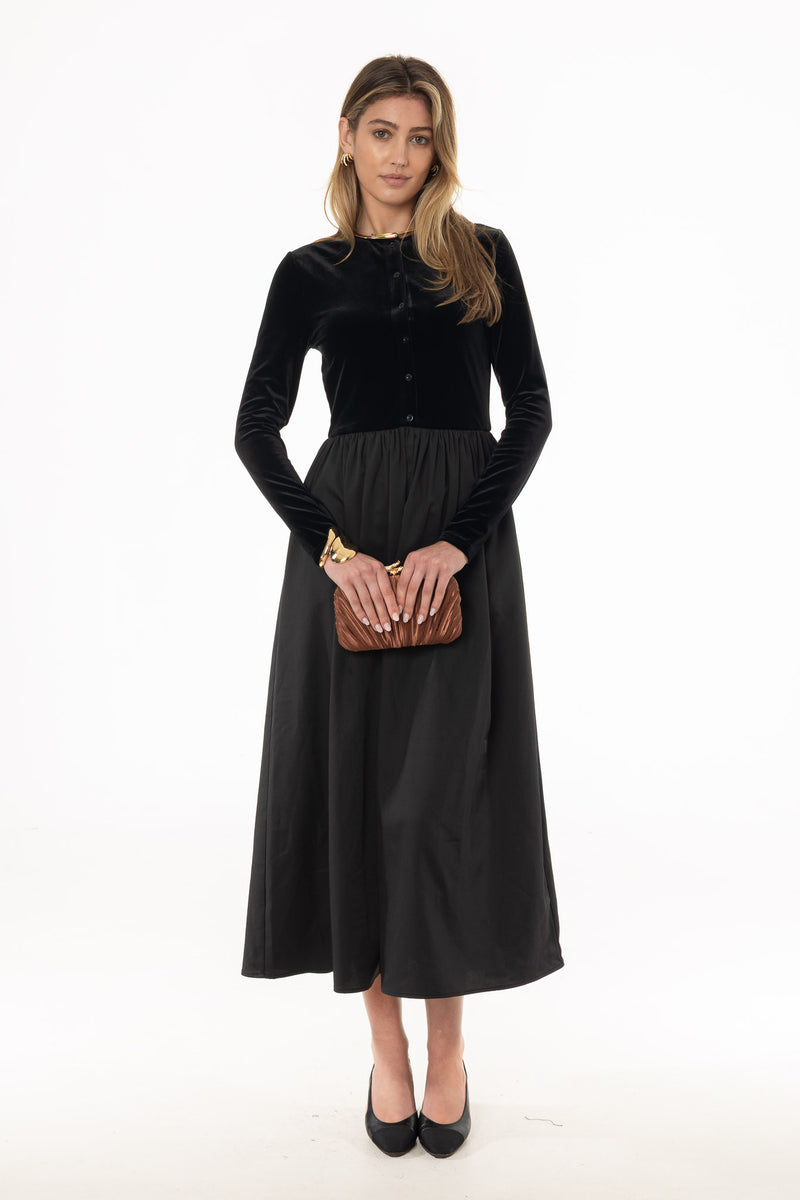 Black Cardigan Combo Maxi Dress – BLANK