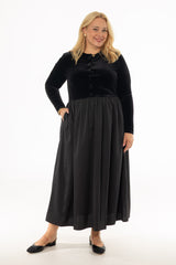 Black Cardigan Combo Maxi Dress