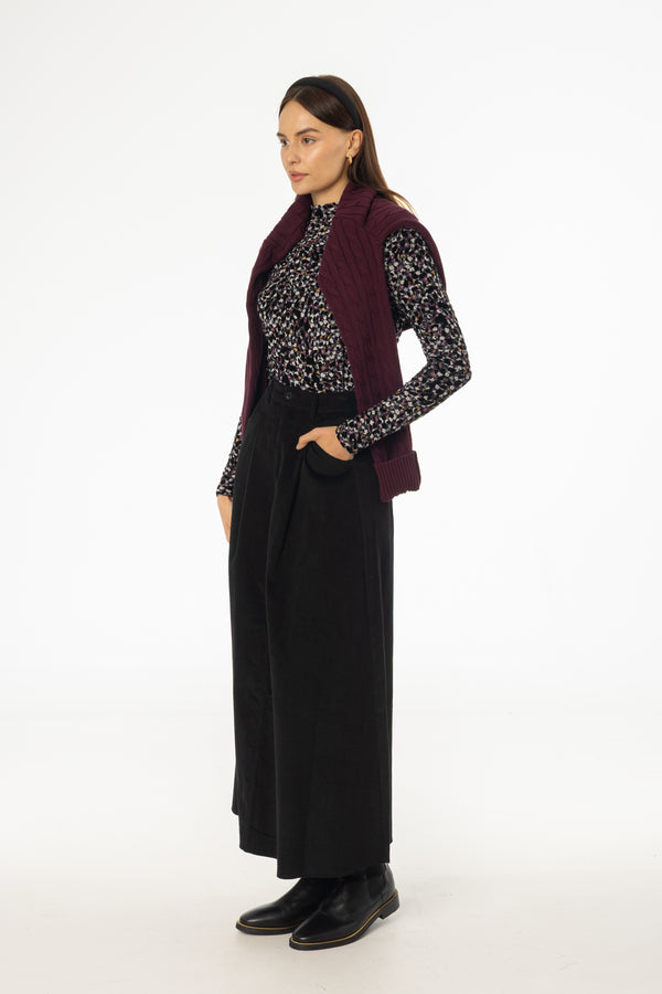Black Cargo Corduroy Maxi Skirt