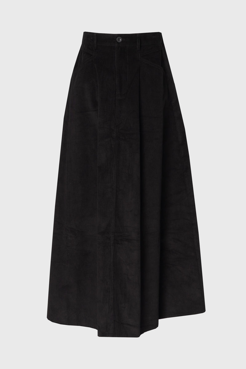Black Cargo Corduroy Maxi Skirt
