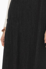 Black Cargo Denim Maxi Jumper