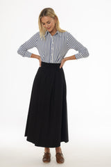 Black Cargo Flare Maxi Skirt