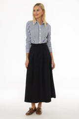 Black Cargo Flare Maxi Skirt