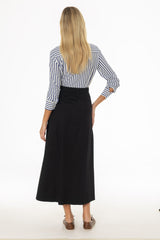 Black Cargo Flare Maxi Skirt