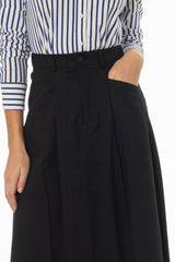 Black Cargo Flare Maxi Skirt
