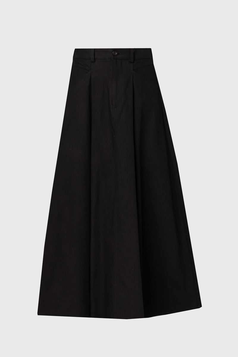 Black Flare Cargo Maxi Skirt