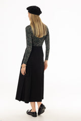 Black Cargo Pleat Maxi Skirt