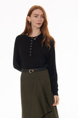 Black Cashmere Feel Knit Sweater