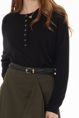 Black Cashmere Feel Knit Sweater