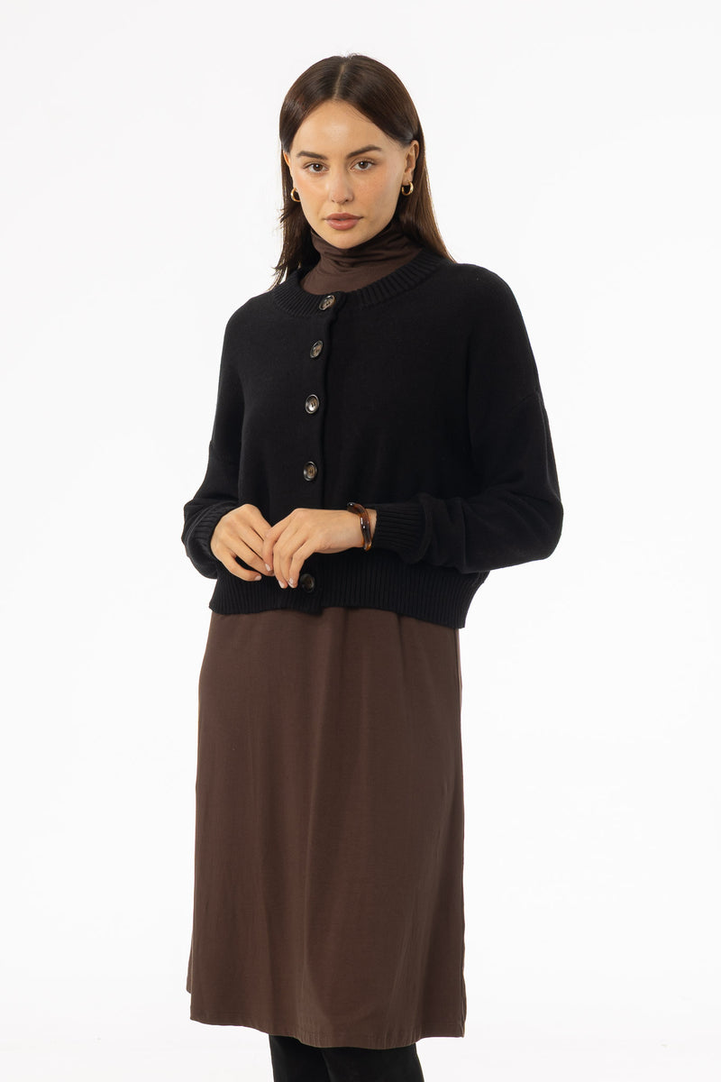 Black Chunky Knit Cardigan