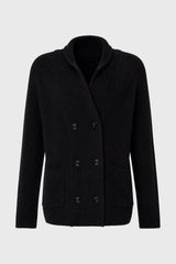 Black Double Breasted Chunky Knit Cardigan