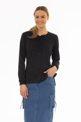 Black Classic Crew Tie T-Shirt