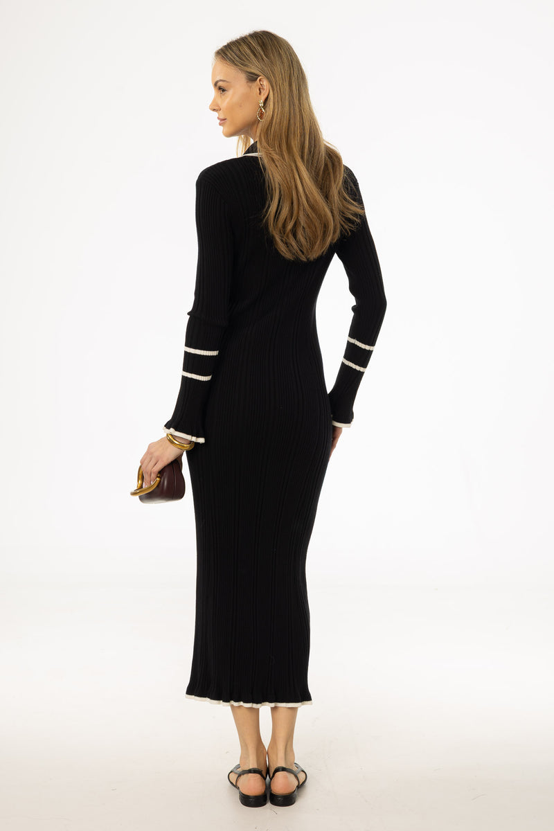 Black Collar Knit Maxi Dress BLANK Black Collar Knit Maxi Dress BLANK