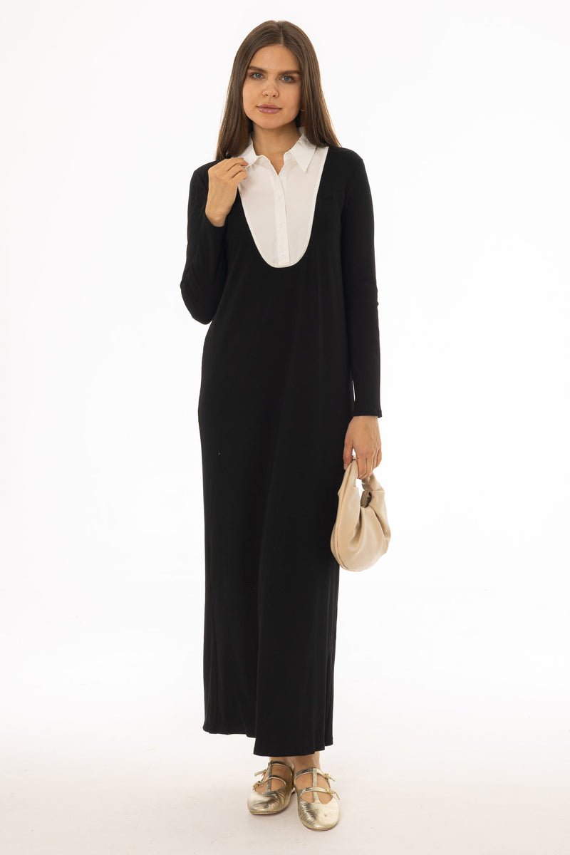 Black Combo Blouse Maxi Dress – BLANK Black Combo Blouse Maxi Dress – BLANK
