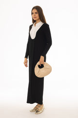 Black Combo Blouse Maxi Dress