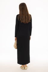 Black Combo Blouse Maxi Dress