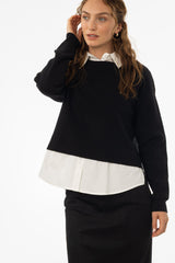 Black Combo Blouse Sweater