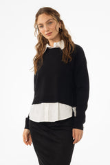 Black Combo Blouse Sweater
