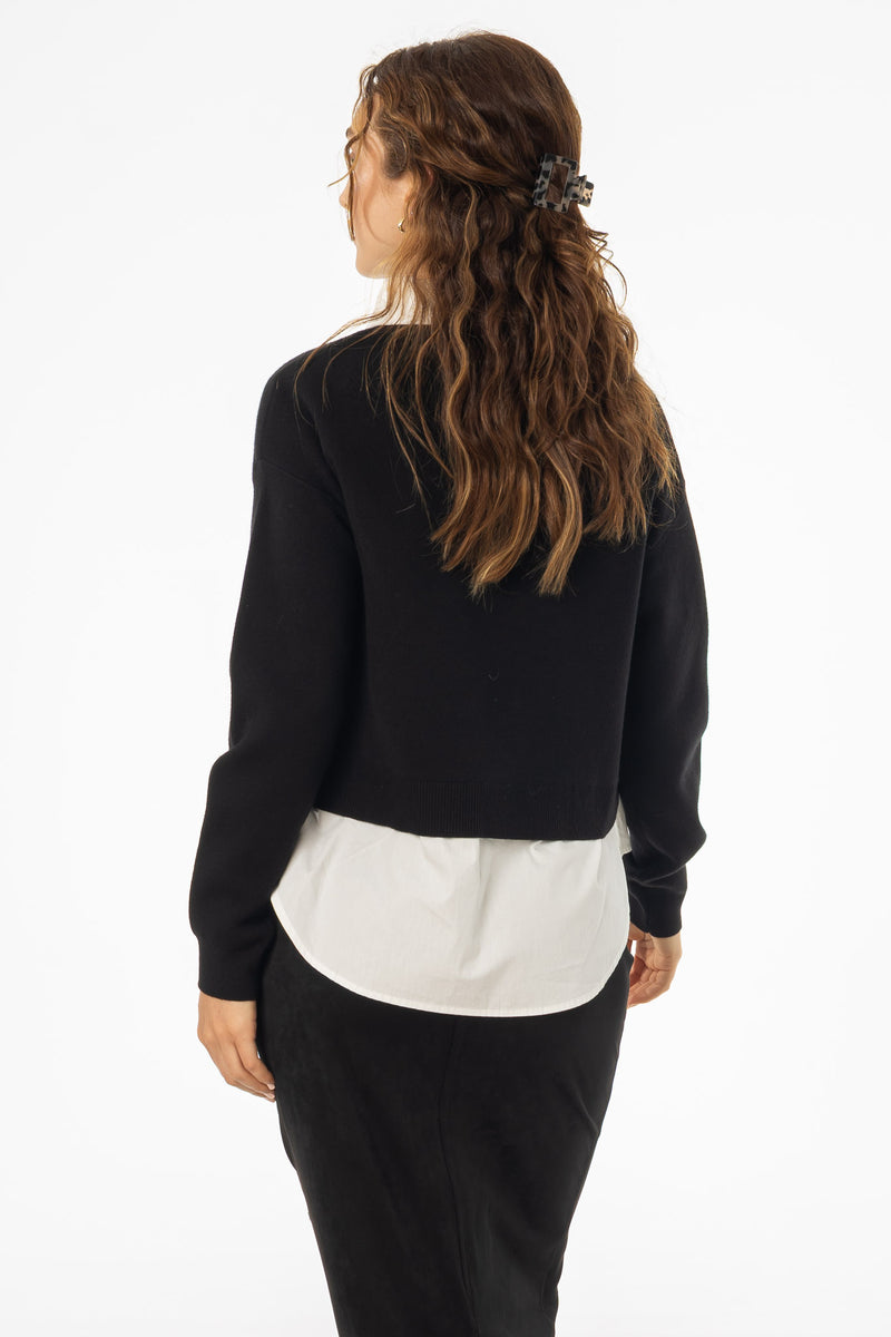Black Combo Blouse Sweater