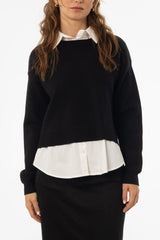 Black Combo Blouse Sweater