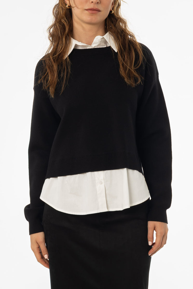 Black Combo Blouse Sweater