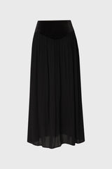 Black Fabric Combo Maxi Skirt