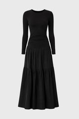 Black Combo Tiered Maxi Dress