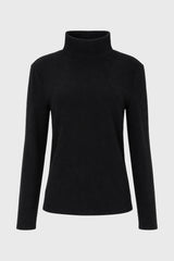 Black Corduroy Boat Mock Neck Top