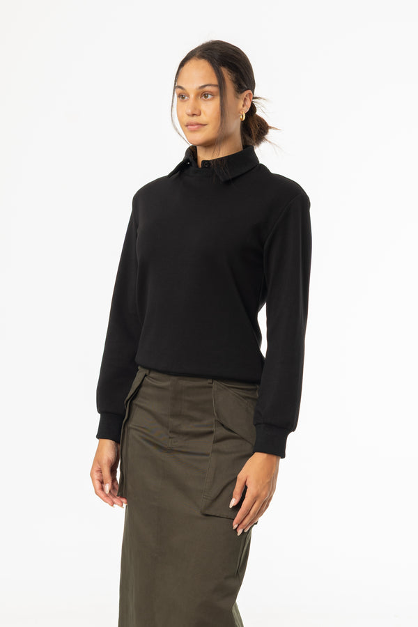 Black Corduroy Collar Sweater