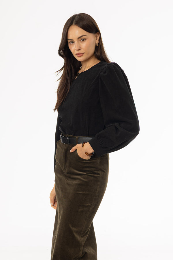Black Corduroy Top