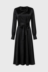 Black Cowl Neck Draped Maxi Dress