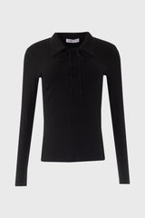 Black Drawstring Polo T-Shirt