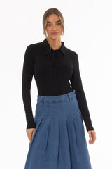 Black Drawstring Polo T-Shirt
