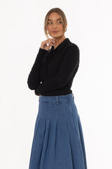 Black Drawstring Polo T-Shirt