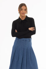 Black Drawstring Polo T-Shirt