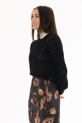 Black Crochet Sweater