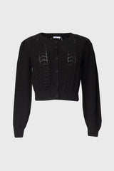 Black Cropped Crochet Cardigan