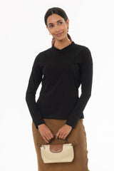 Black Crossover Neck T-Shirt