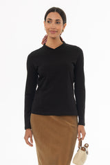 Black Crossover Neck T-Shirt