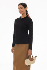 Black Crossover Neck T-Shirt