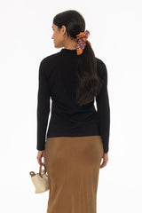 Black Crossover Neck T-Shirt
