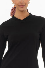 Black Crossover Neck T-Shirt