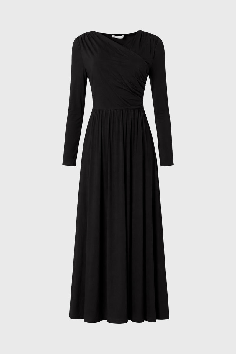 Black Crossover Draped Maxi Dress – BLANK