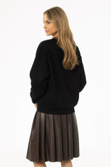 Black Crossover Neck Detail Sweatshirt