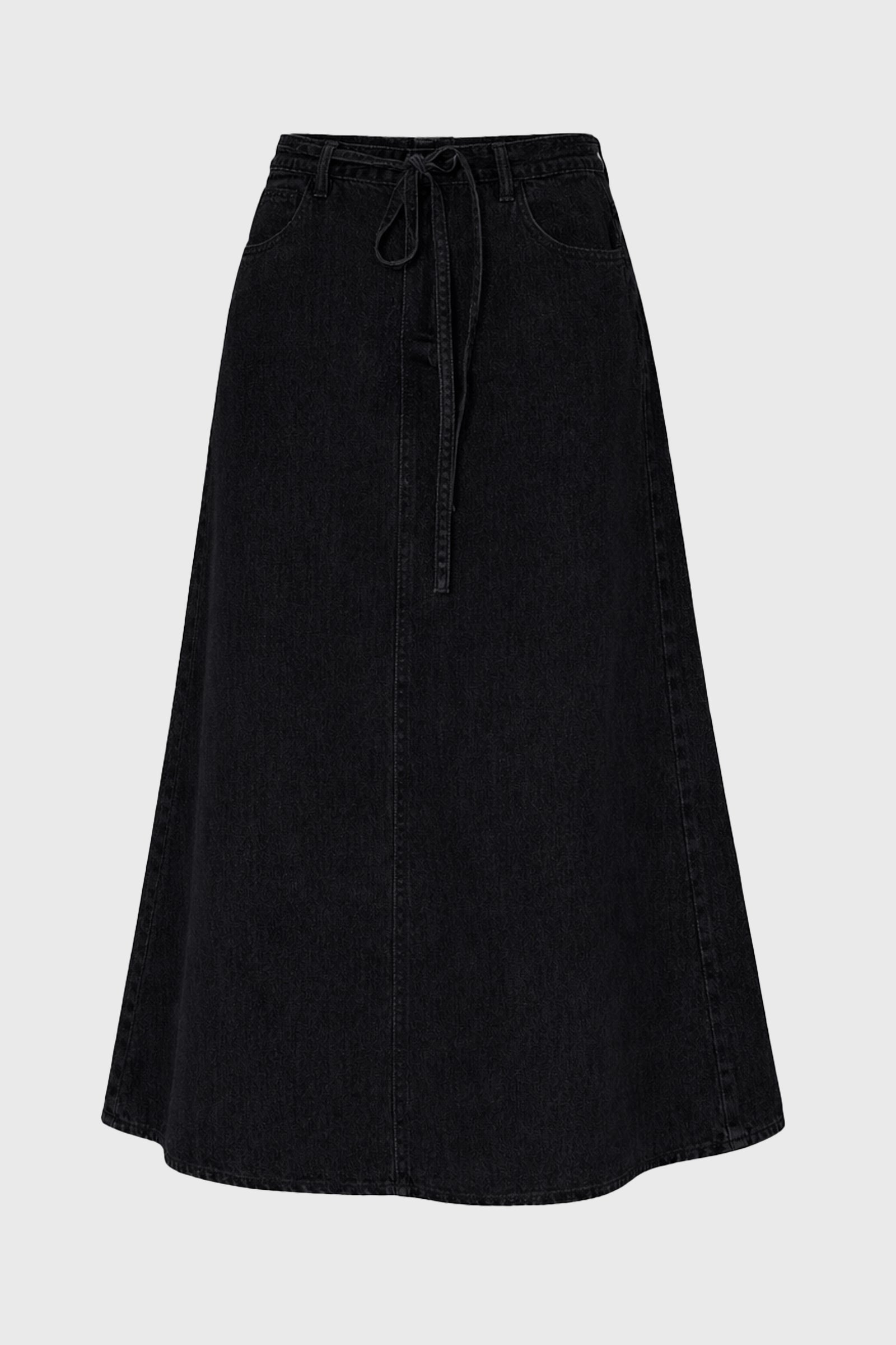 Black Denim A-Line Maxi Skirt – BLANK