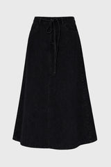 Black Denim A-Line Maxi Skirt