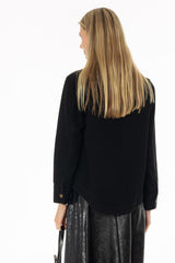 Black Denim Contrast Collar Jacket