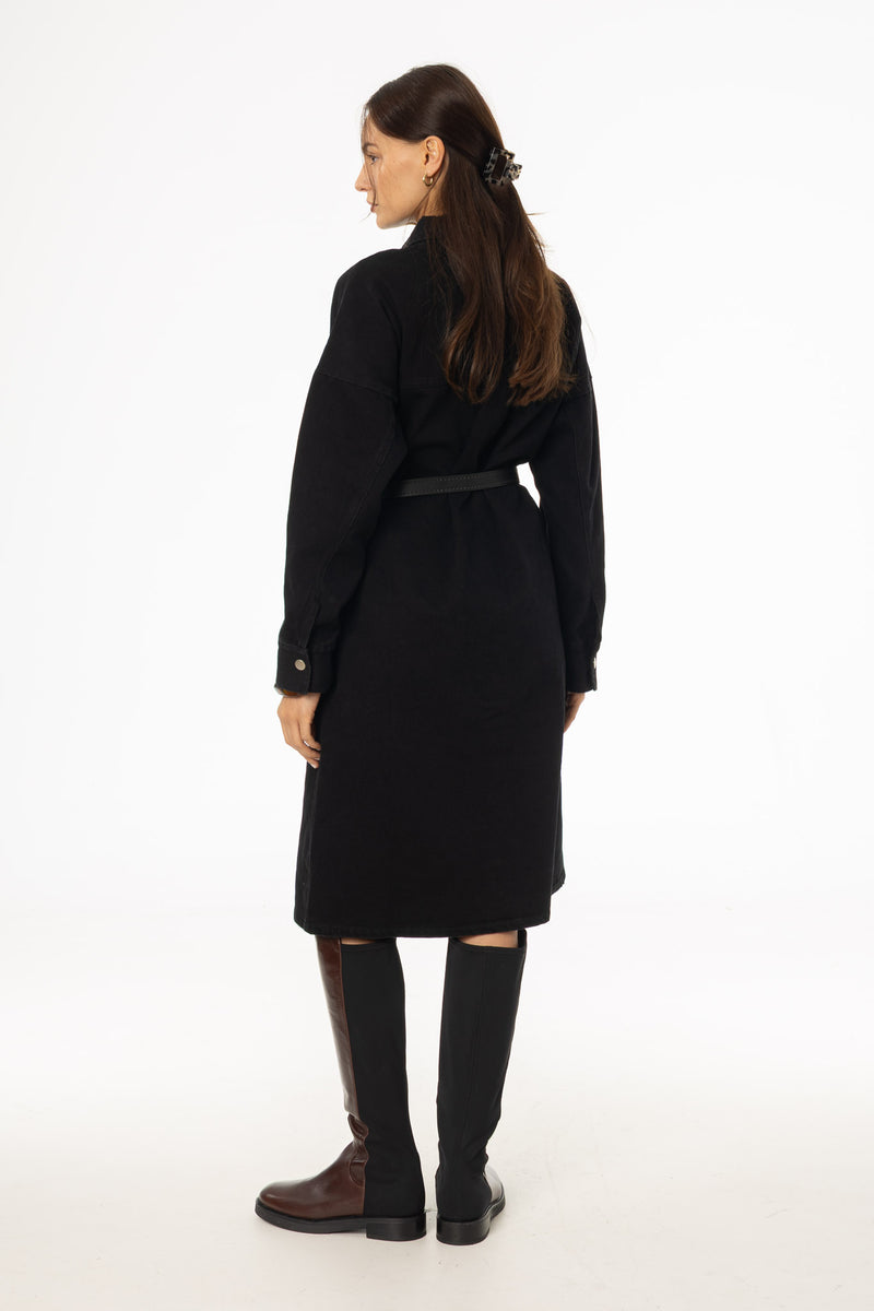Black Denim Shirt Dress – BLANK